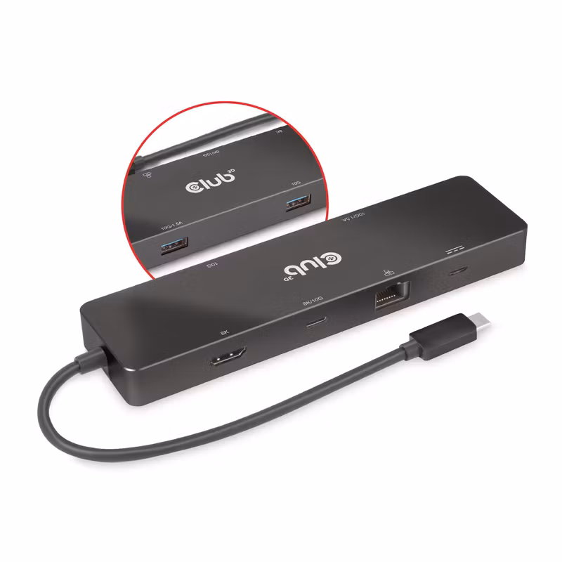 Club 3D CSV-1584 6-i-1 USB-C-dockningsstation för två skärmar 4K 60 Hz med 100 W PD