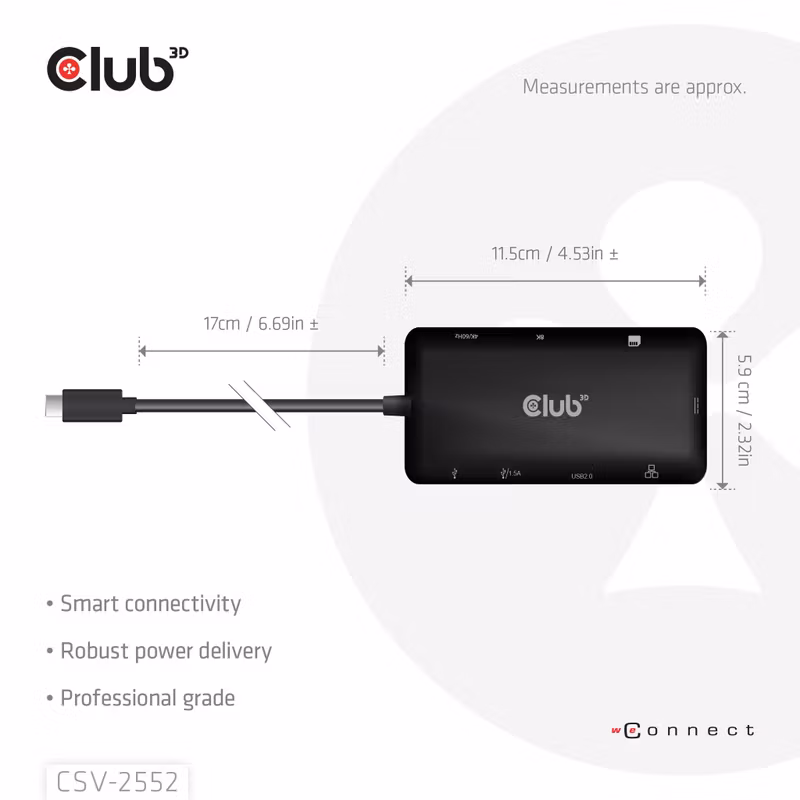Club 3D CSV-2552 9-i-1 USB-C-hubb med dubbla HDMI och 100 W PD