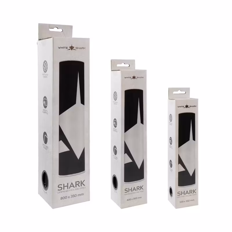 White Shark SHARK M Spelmusmatta 320 × 250 mm Svart/Vit