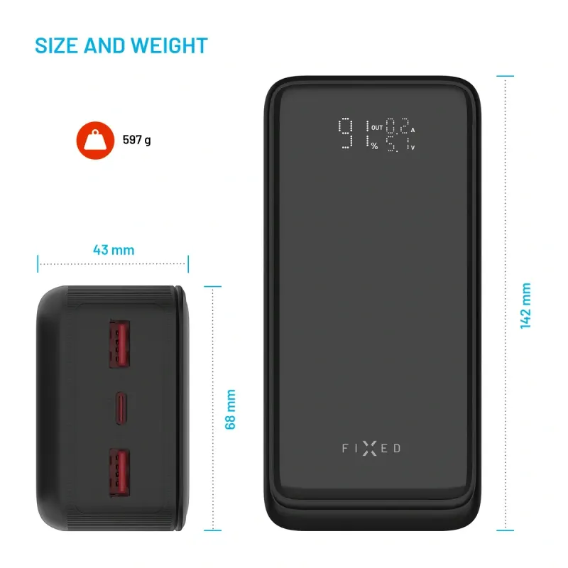 FIXED Zen2 30 Plus FIXZEN2-30P-BK 30 000 mAh 65 W Powerbank Svart