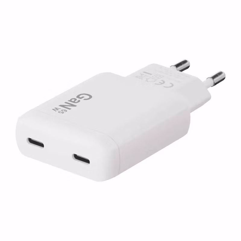 X2O Professional Dual Slim 65 W GaN Hemmaladdare 2 × USB-C med 1,5 m USB-C-kabel Vit