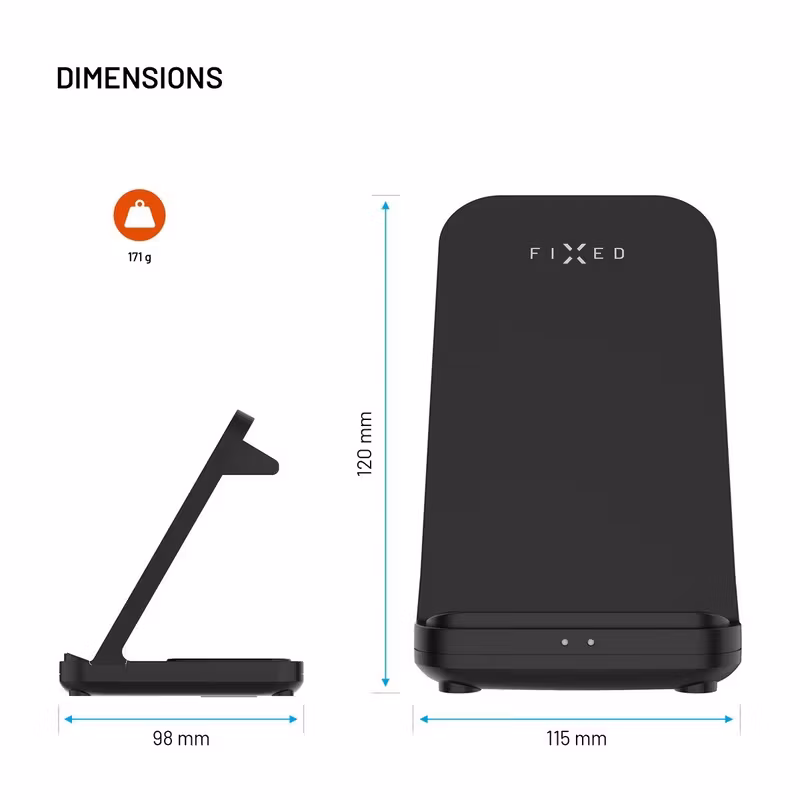 FIXED 3in1 Trådlös Laddstation designad för Garmin Watch Svart