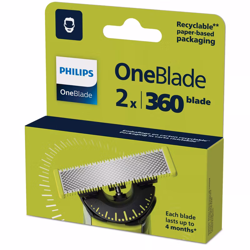 Philips OneBlade 360 QP420/50 Utbytesblad 2-pack Svart/Grön/Silver