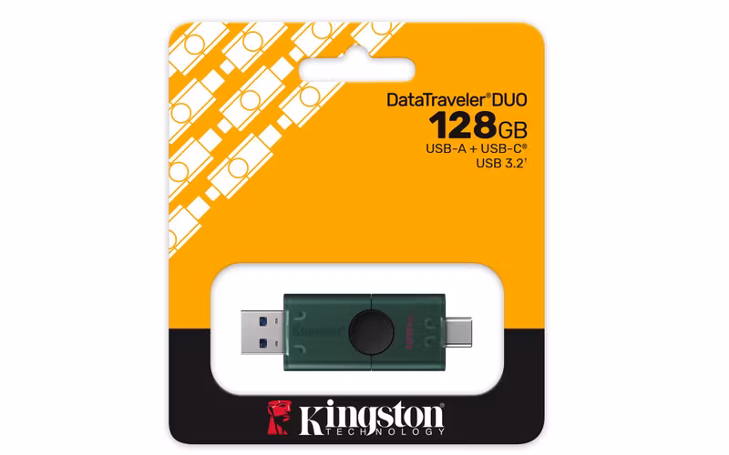 Kingston DataTraveler Duo 128 GB USB 3.2 Gen 1 / USB-C USB-minne Svart Grön