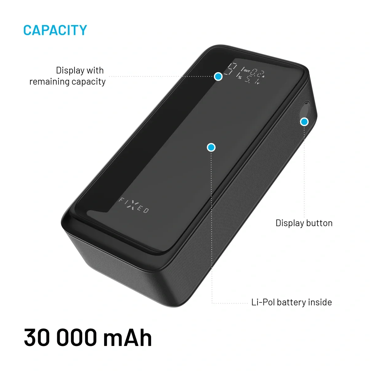 FIXED Zen2 30 Plus FIXZEN2-30P-BK 30 000 mAh 65 W Powerbank Svart