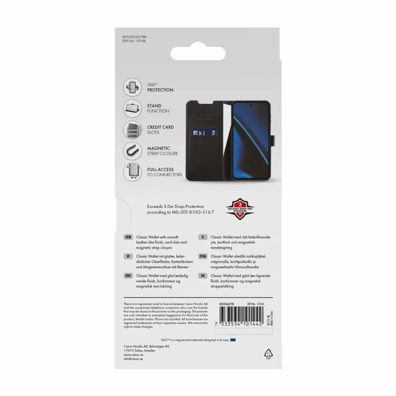 X2O Classic Wallet Plånboksfodral för Samsung Galaxy A27 5G Svart