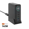 FIXED FIXCG140D-4C1A-BK 140 W GaN Bordsladdare med display 4 × USB-C och USB-A Black