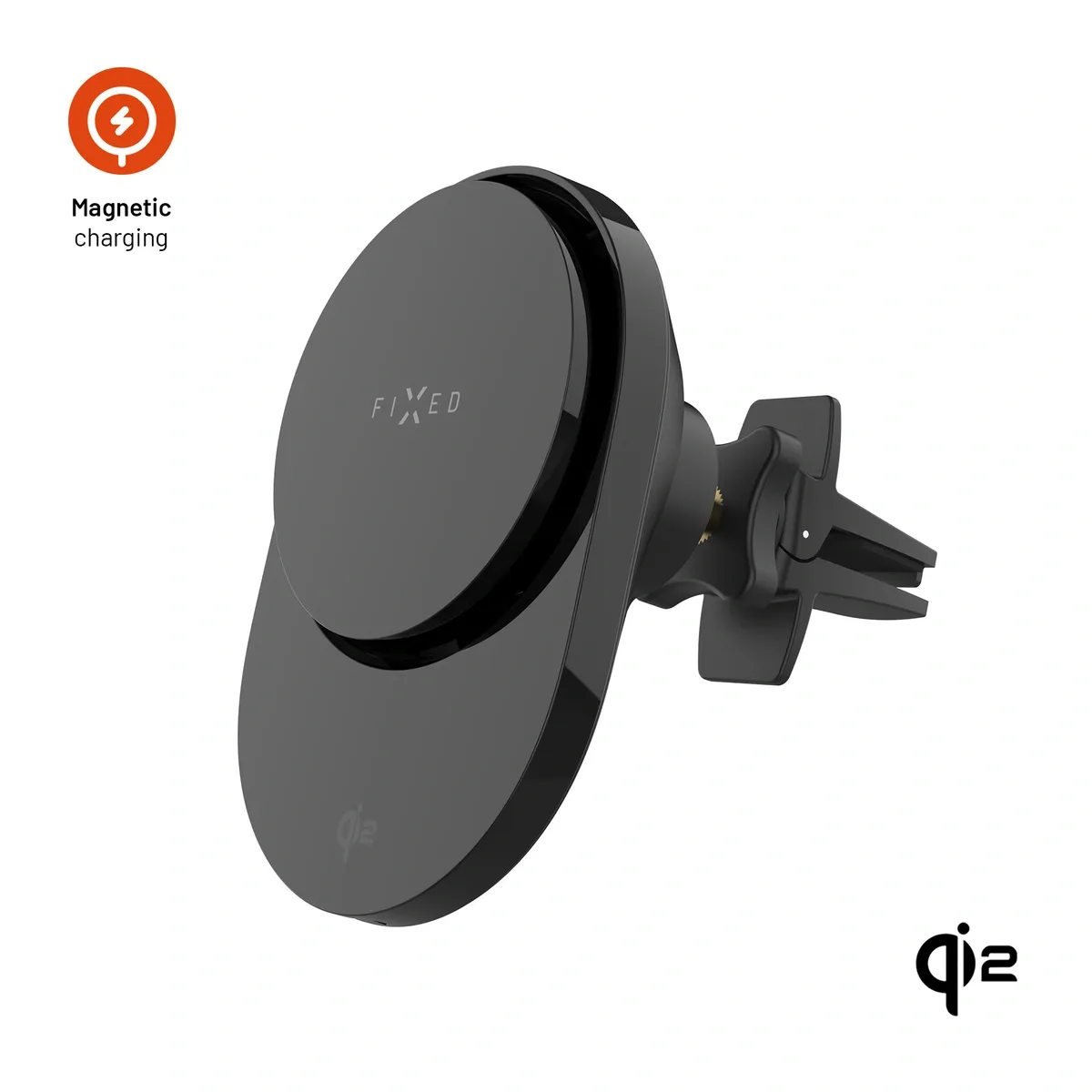 FIXED MagAir FIXMA-BK 15 W Qi2 Bilhållare för ventilationsgaller Svart