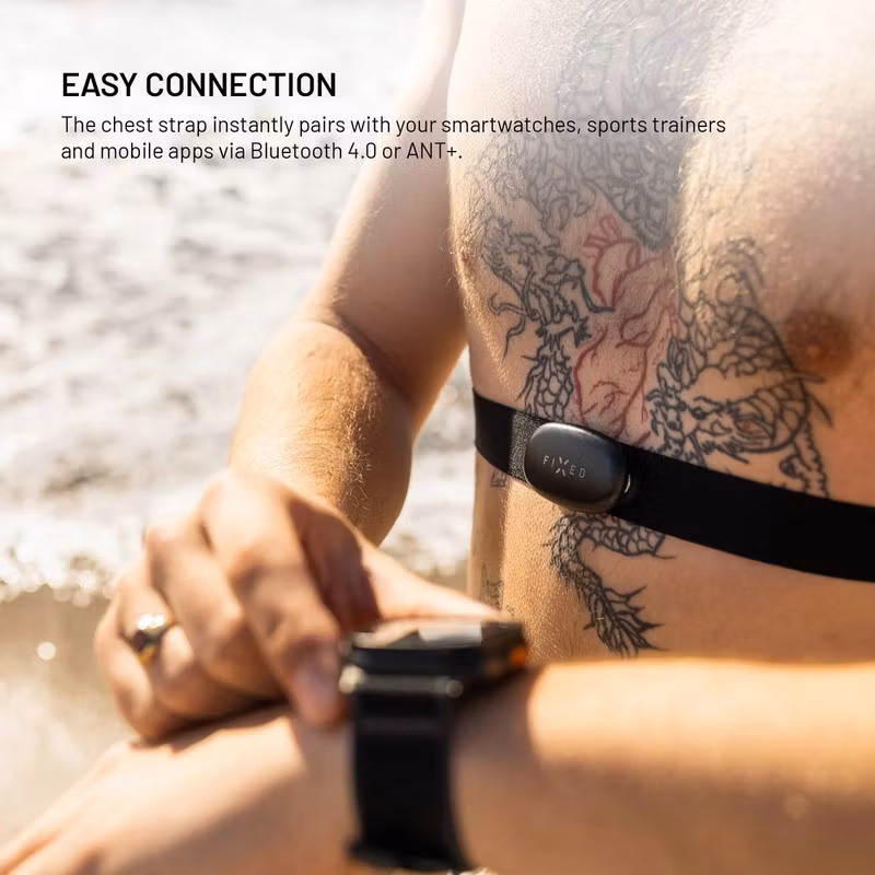 FIXED Pulse Dual Pulsmätare med bröstband för Bluetooth och ANT+ Svart