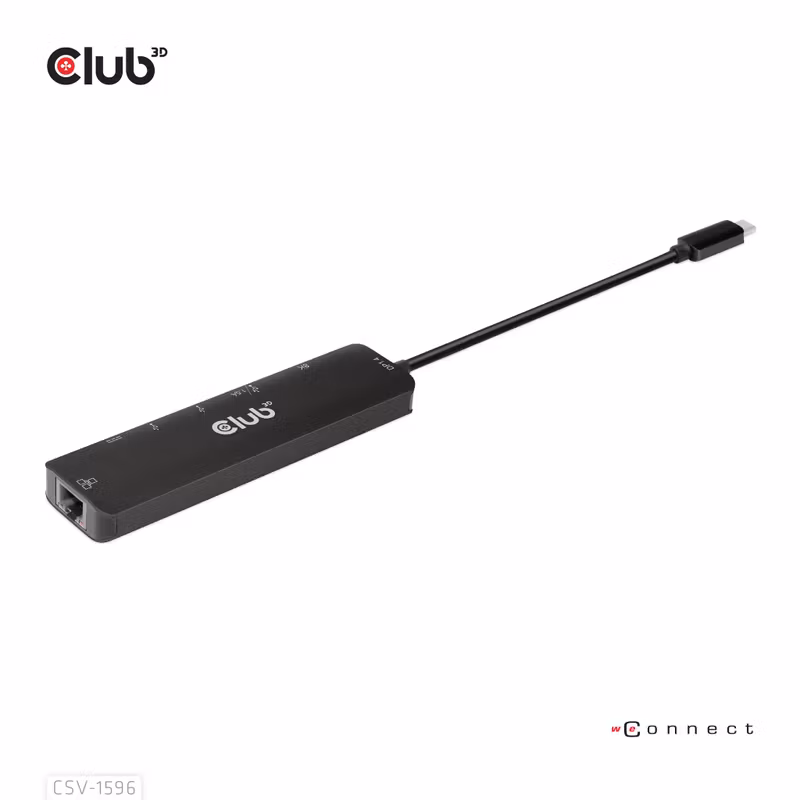 Club 3D CSV-1596 6-i-1 USB-C-dockningsstation HDMI 8K 30 Hz med 100 W PD Svart