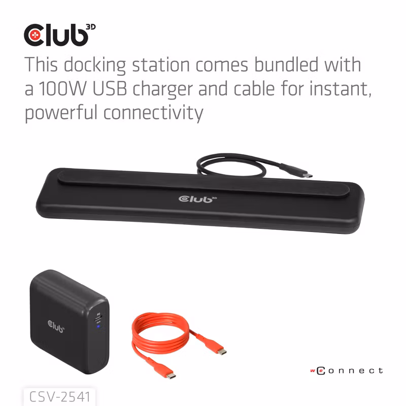Club 3D CSV-2541 12-i-1 USB-C-dockningsstation för tre skärmar med 100 W PD