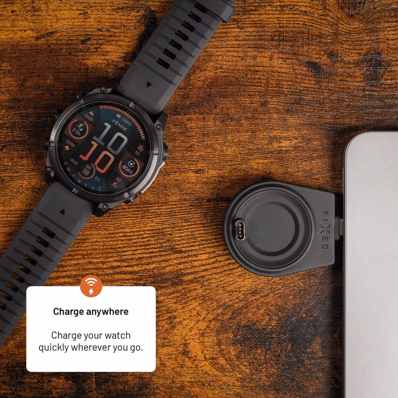 FIXED USB-C Laddningsadapter för Garmin Smartwatch Svart