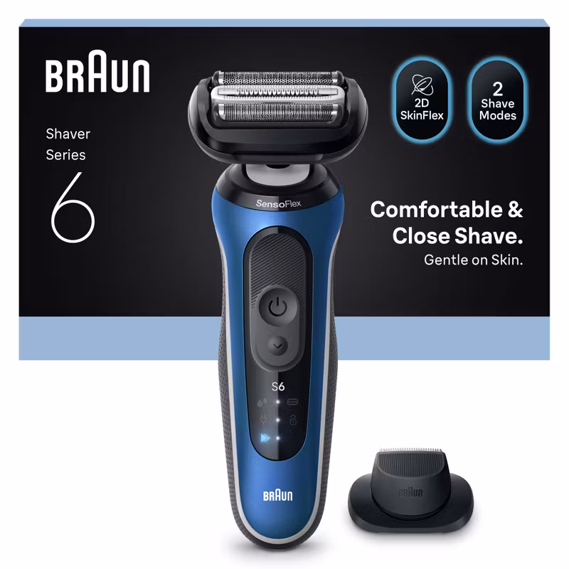 Braun Series 6 62-B1200s Wet & Dry Rakapparat Blå