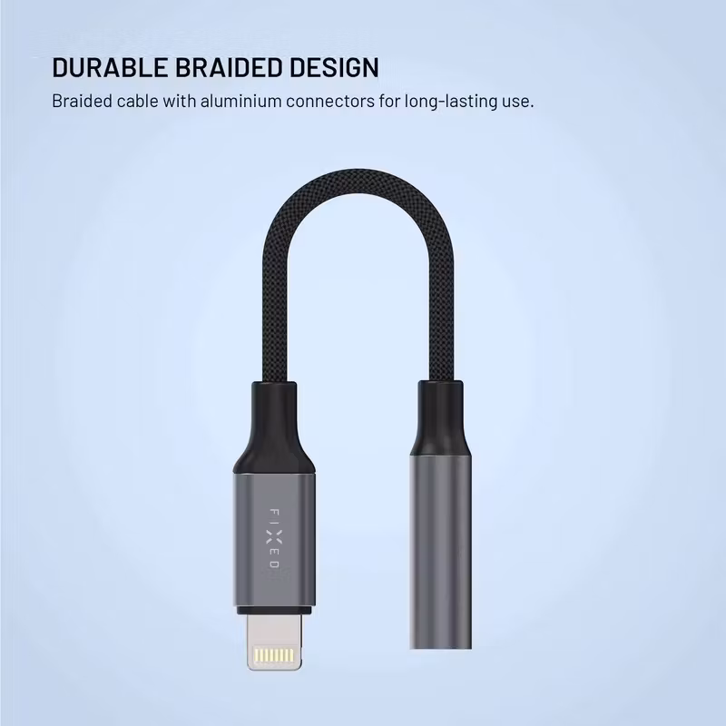 FIXED Link Premium Lightning till 3,5 mm Adapter Rymdgrå