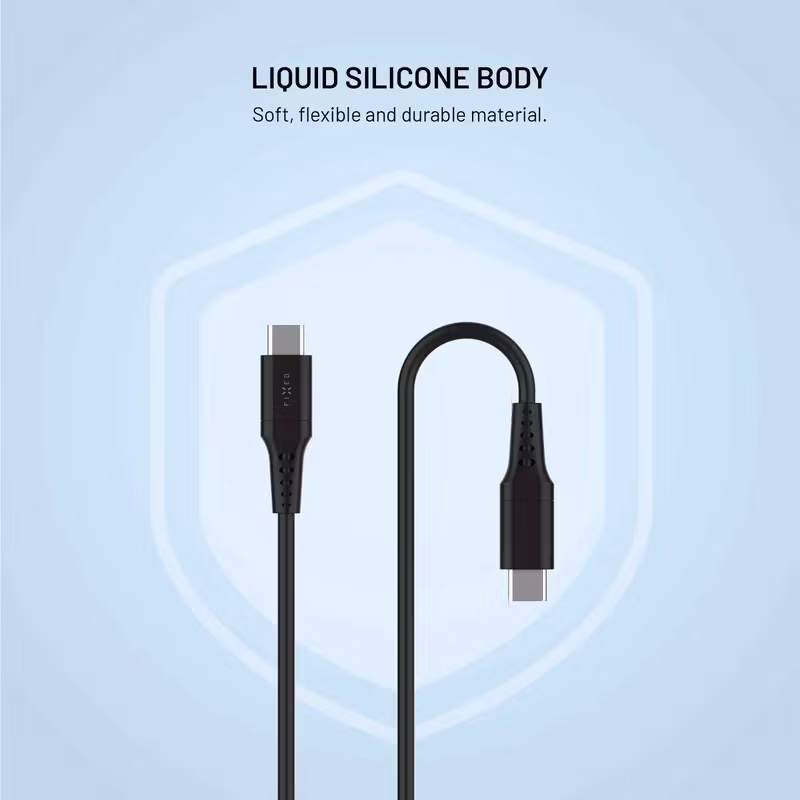 FIXED Liquid Silicone 60 W USB-C till USB-C 0,3 m Silikonkabel Svart