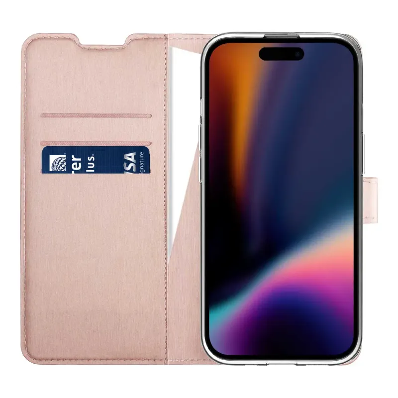 X2O Classic Wallet Plånboksfodral för Apple iPhone 15/14/13 Rose Gold