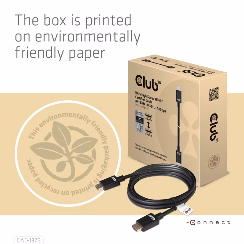 Club 3D CAC-1373 HDMI 2.1 Ultra High Speed HDMI-kabel 3 m Svart