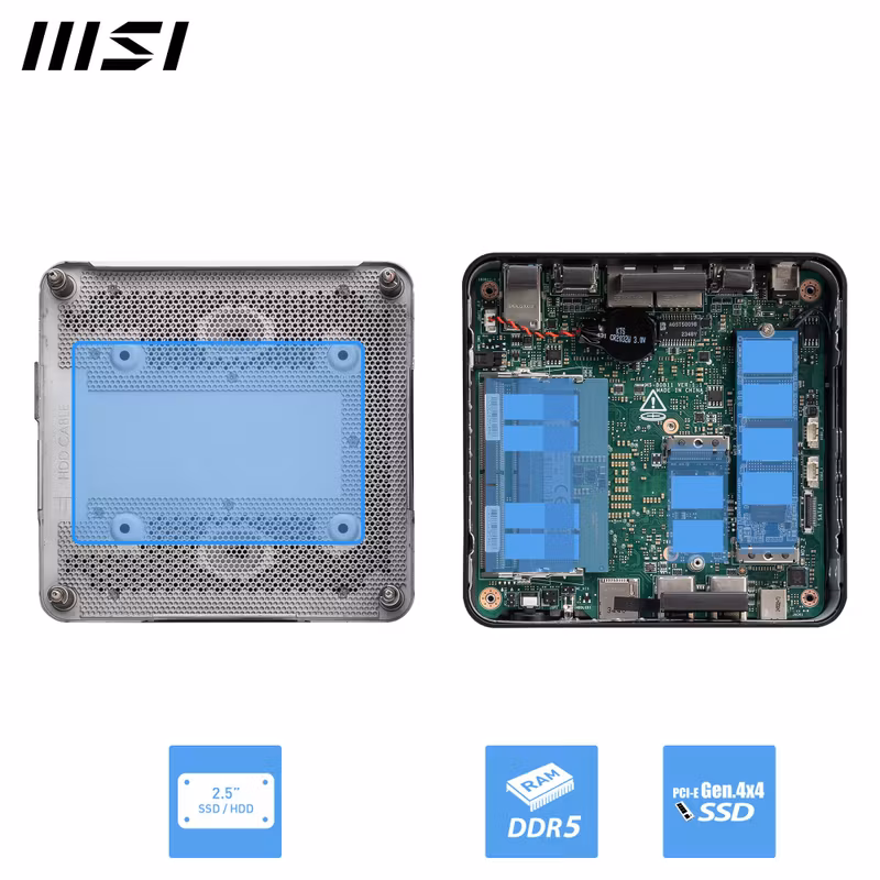 MSI Cubi NUC 1MG-014BEU Mini PC Barebone Intel Core 3 100U Svart