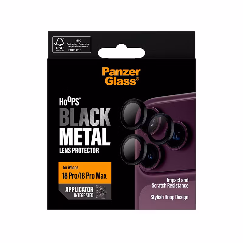PanzerGlass Hoops PG41297 Kameralinsskydd för iPhone 18 Pro och 18 Pro Max Svart