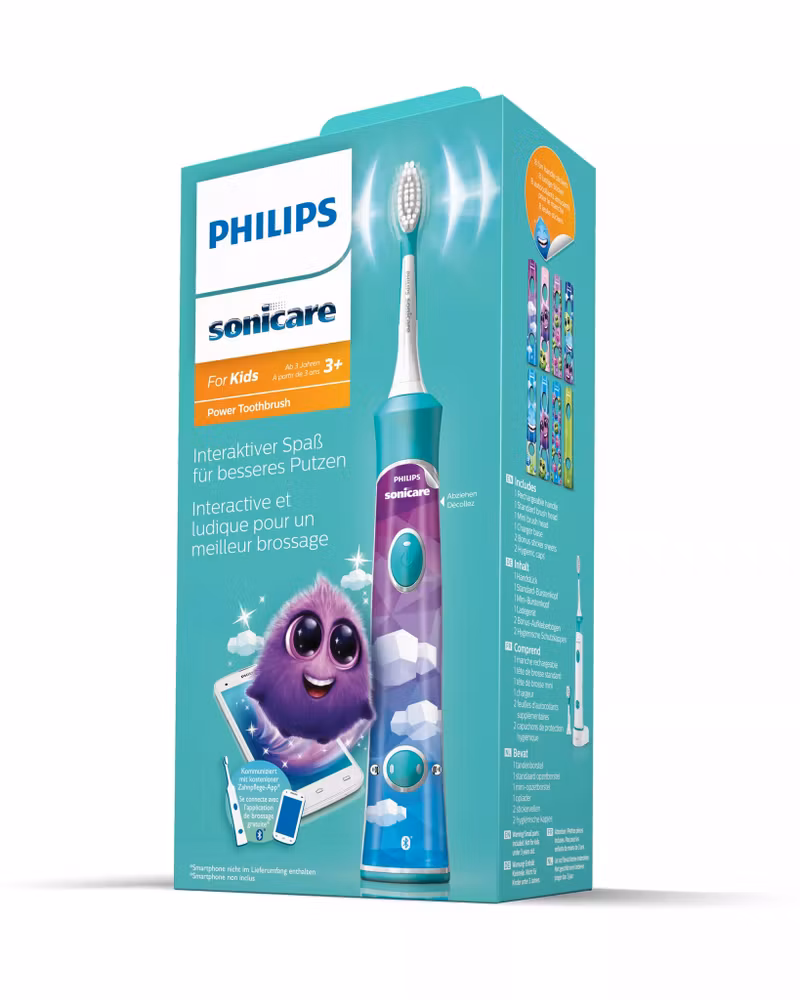 Philips Sonicare For Kids HX6322/04 Eltandborste med Bluetooth Blå/Vit