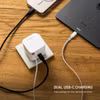 FIXED FIXCG65R-2C-WH 65 W GaN USB-C-laddare med 2 portar och utdragbar kabel Vit