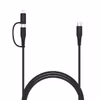 FIXED 2in1 Combo 60 W USB-C till USB-C 3 m Laddnings- och datakabel med Lightning-adapter Svart