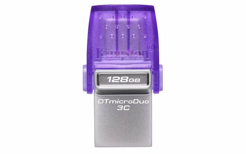 Kingston DataTraveler microDuo 3C 128 GB USB 3.2 Gen 1 USB-C USB-minne Lila Transparent