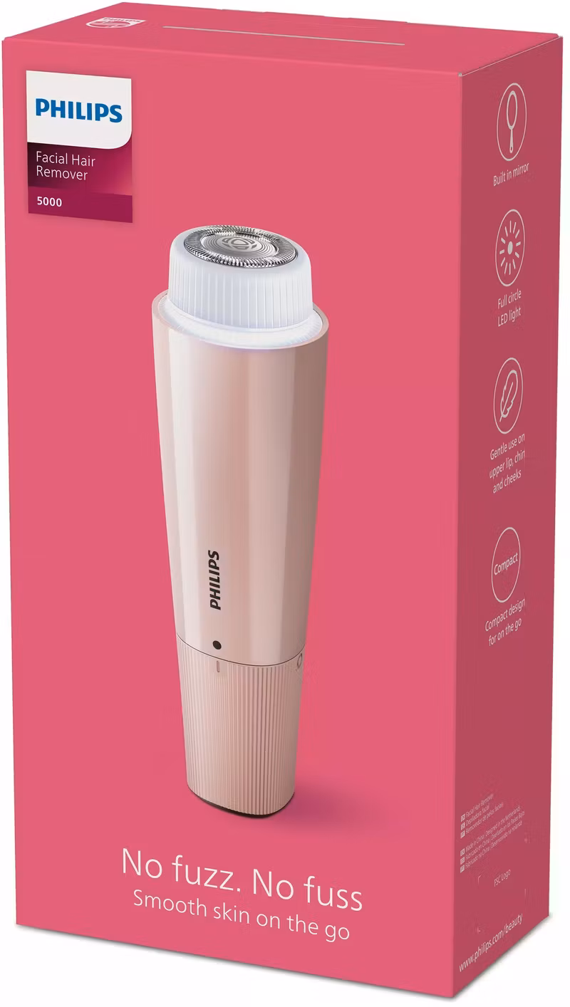 Philips 5000 Series BRR454/00 Ansiktshårborttagare med LED-ljus Lychee Pink
