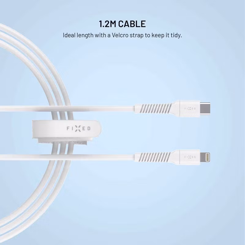 FIXED LIQUID USB-C till Lightning Silikonkabel 1,2 m Vit