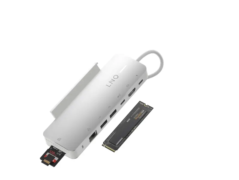 LINQ 9in1 SSD PRO USB-C-hubb 140 W med NVMe M.2-kabinett och 2,5 Gbps Ethernet
