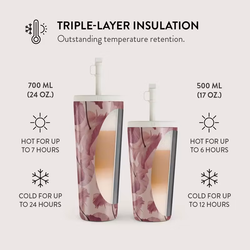 Burga Tender Kiss 500 ml Termosmugg med lock och sugrör i rostfritt stål