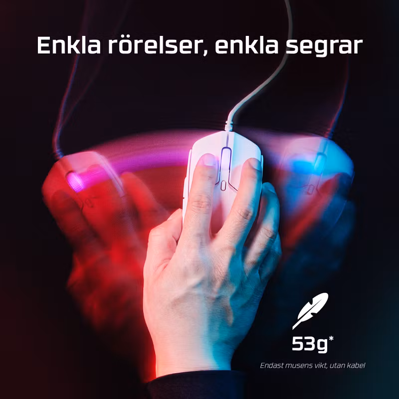 HyperX Pulsefire Haste 2 Optisk Kabelansluten Gamingmus Vit
