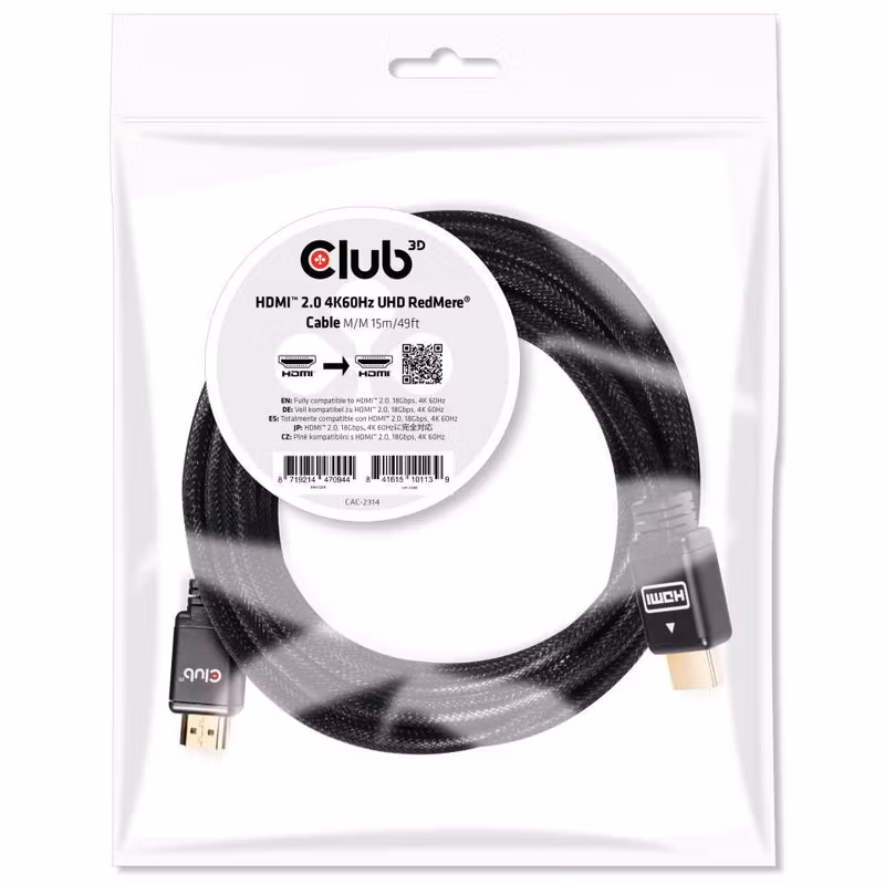 Club 3D CAC-2314 HDMI 2.0-kabel med Ethernet 15 m RedMere Aktiv Svart