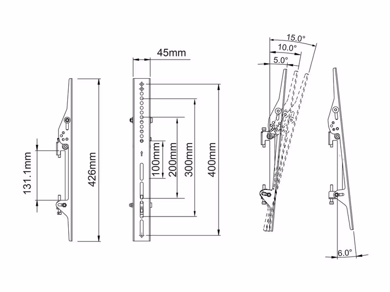 Multibrackets M Pro Series Tilt Arms 400 mm Lutningsbara skärmarmar 2-pack Svart