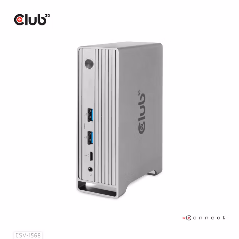 Club 3D CSV-1568 USB-C-dockningsstation 10 Gbit/s för tre skärmar med 120 W nätadapter Grey