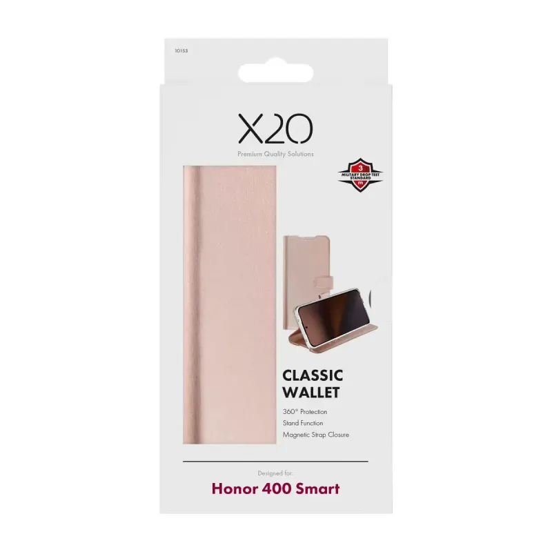 X2O Classic Wallet Plånboksfodral för Honor 400 Smart Rose Gold