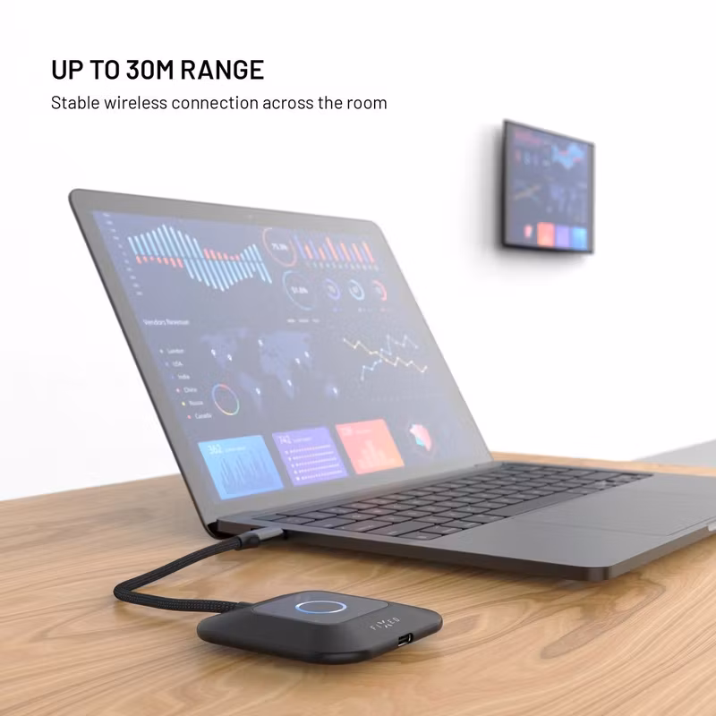 FIXED AirLink Trådlös HDMI-adapter med USB-C-sändare 1080p 60 Hz och 100 W PD Svart