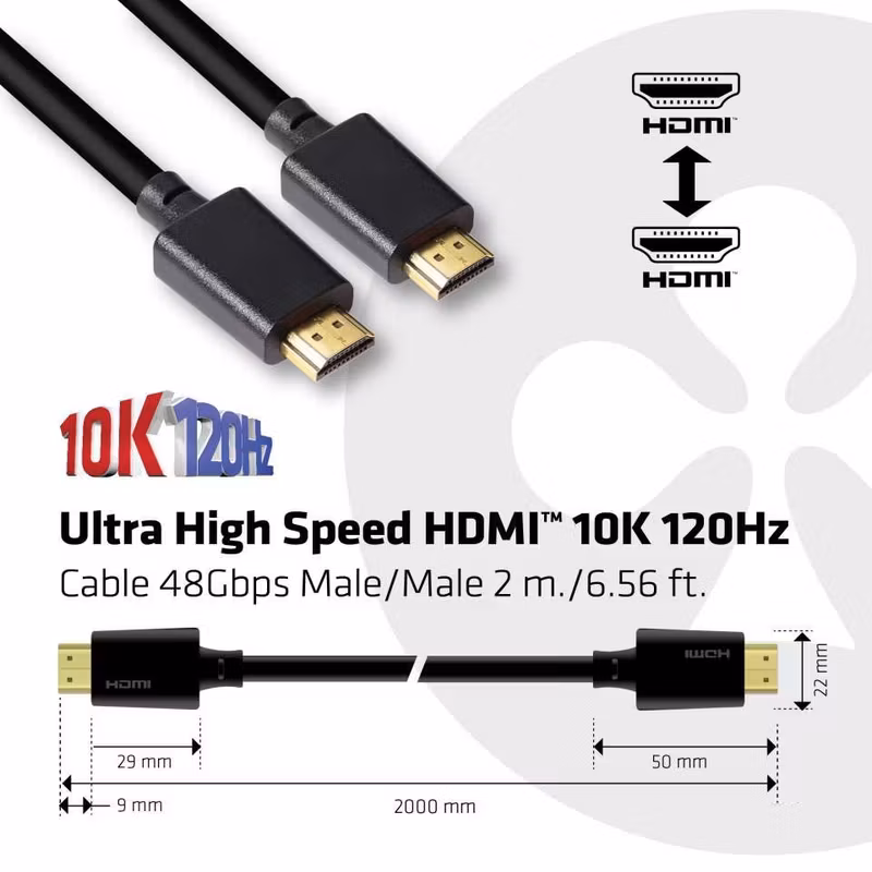 Club 3D CAC-1372 Ultra High Speed HDMI 2.1-kabel 2 m Svart