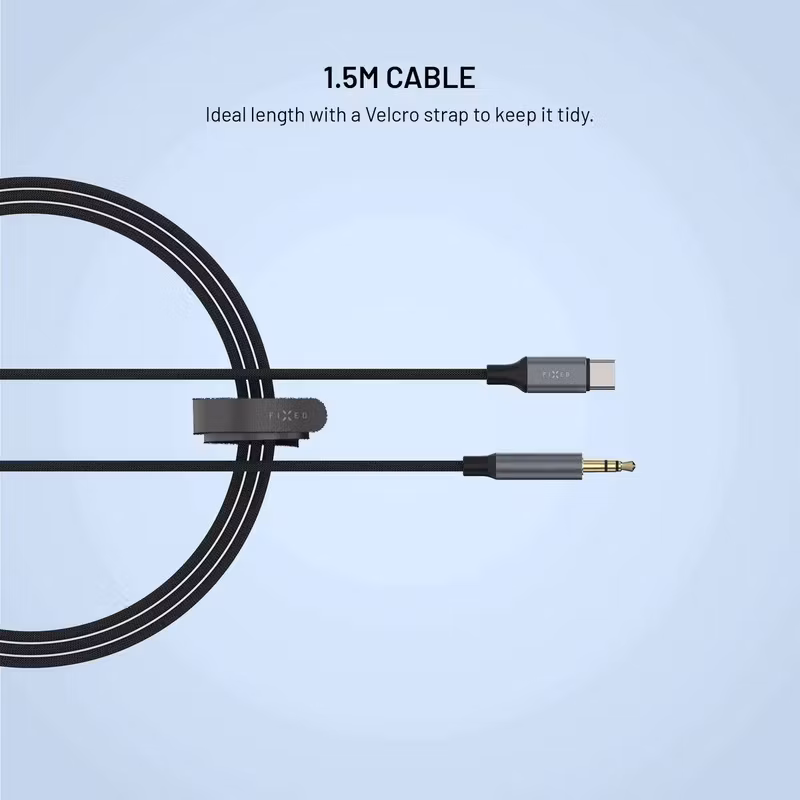 FIXED Link Premium USB-C till 3,5 mm Ljudkabel 1,5 m Rymdgrå