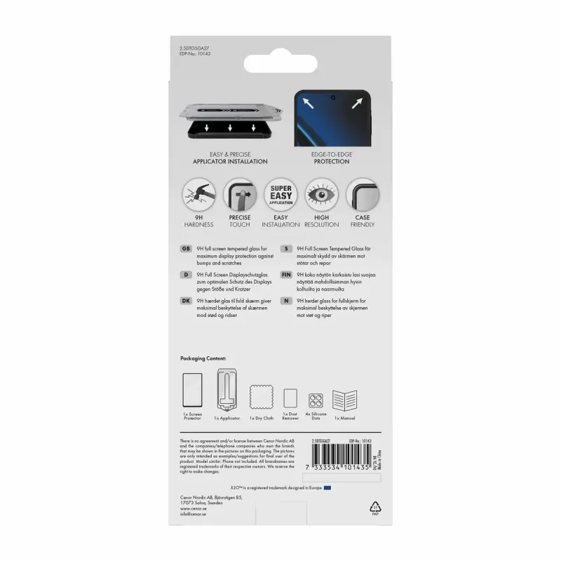 X2O Premium Full Screen 9H Skärmskyddsglas för Samsung Galaxy A27 5G