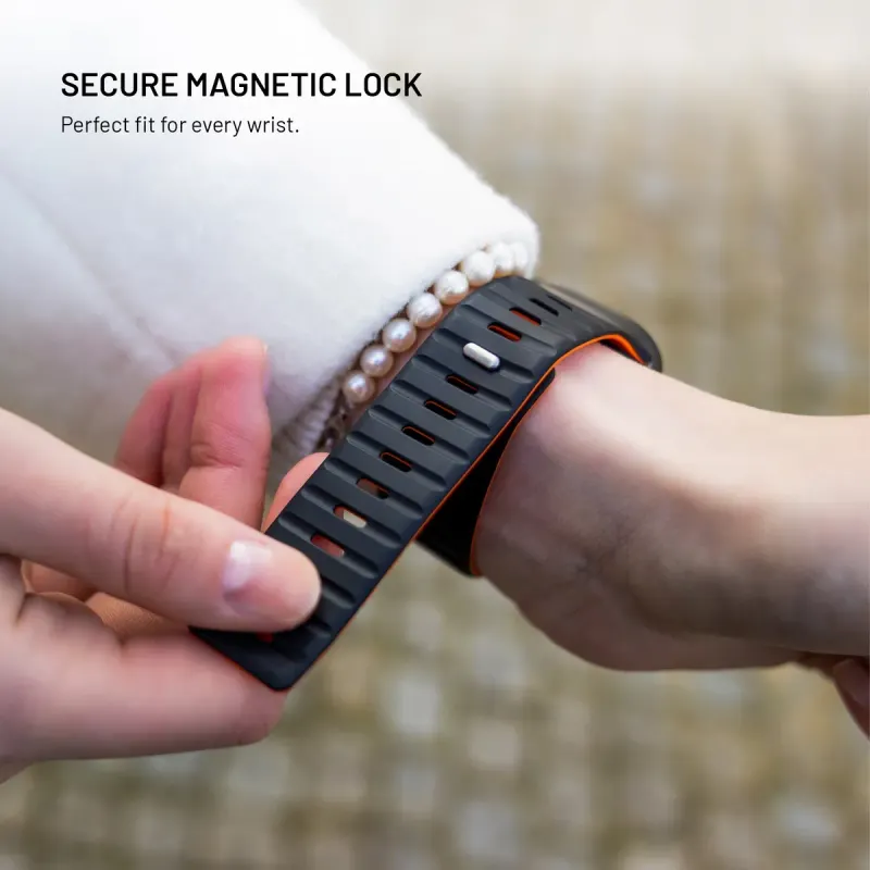 FIXED Silicone Magnetic Strap Magnetiskt silikonarmband för Apple Watch 44/45/46/49 mm Svart