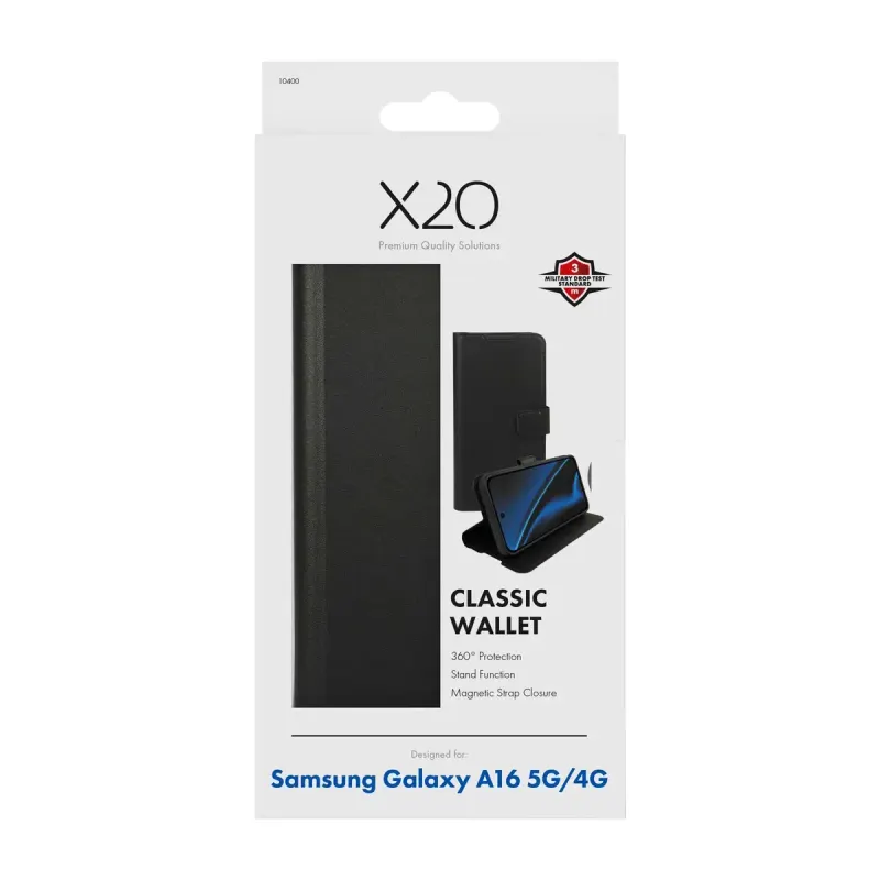 X2O Classic Wallet Plånboksfodral för Samsung Galaxy A16 5G/4G Black