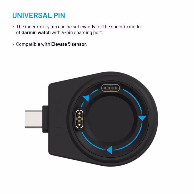 FIXED USB-C Laddningsadapter för Garmin Smartwatch Svart