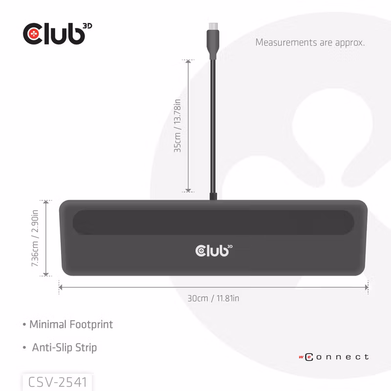 Club 3D CSV-2541 12-i-1 USB-C-dockningsstation för tre skärmar med 100 W PD