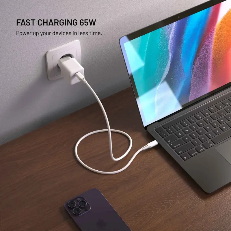 FIXED Mini FIXCG65M-C-WH 65 W GaN USB-C Väggladdare Vit