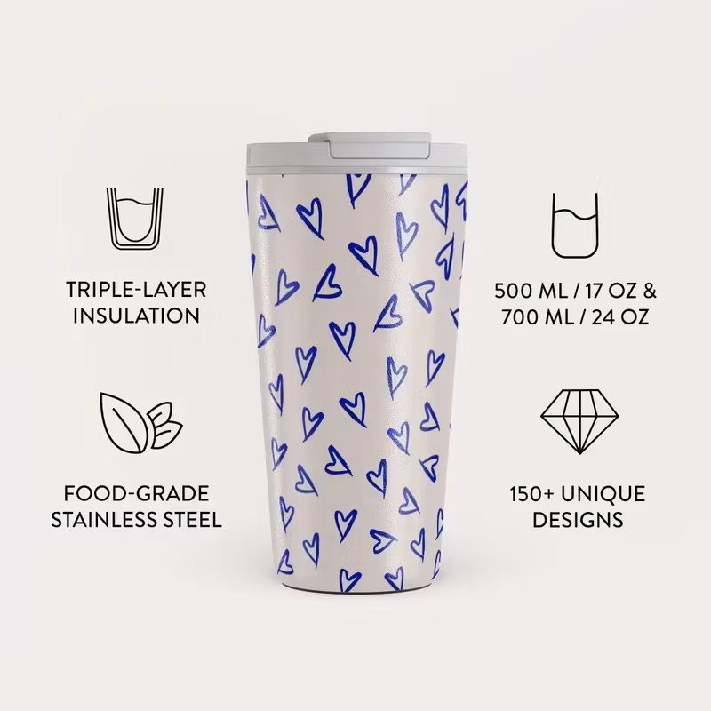 Burga Love Me Right 500 ml Termosmugg med lock och sugrör i rostfritt stål
