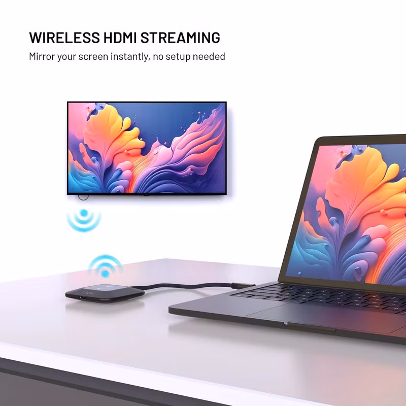 FIXED AirLink Trådlös HDMI-adapter med USB-C-sändare 1080p 60 Hz och 100 W PD Svart
