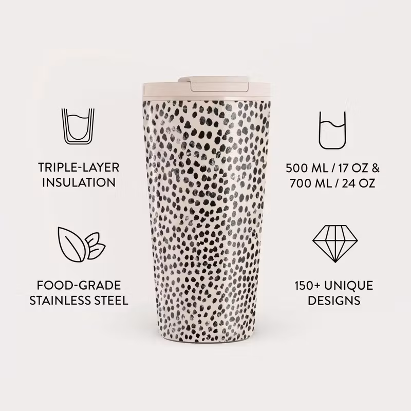 Burga Almond Latte 500 ml Termosmugg med lock och sugrör i rostfritt stål