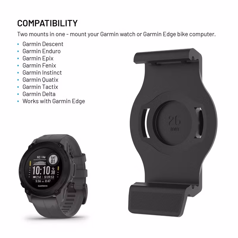 FIXED Dock Styrfäste för Garmin-klockor 26 mm Svart