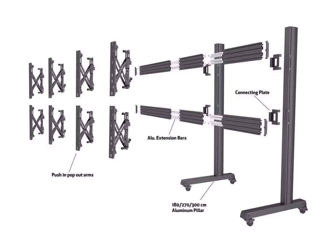 Multibrackets M Pro Series Rail Extension Skenförlängning 4-pack Aluminium